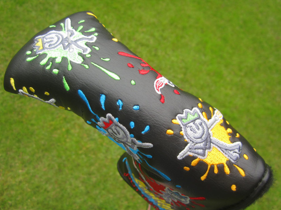 scotty cameron limited release 2023 custom shop king grinder painter paint splash black blade putter headcover