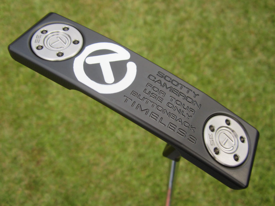 scotty cameron tour only black sss timeless newport 2 buttonback terylium circle t putter with sight dot golf club