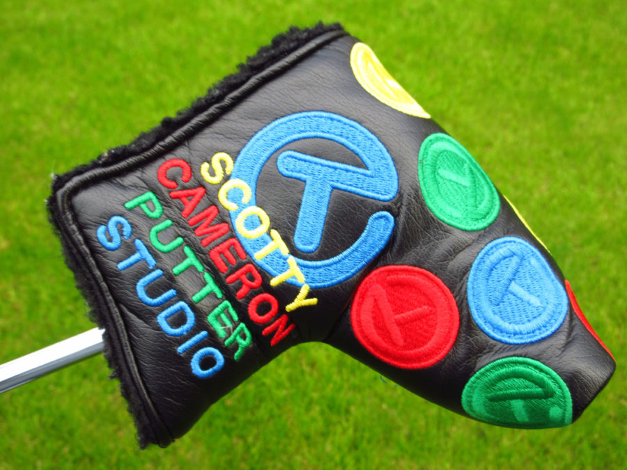scotty cameron tour only black dancing rainbow circle t patches mid mallet headcover