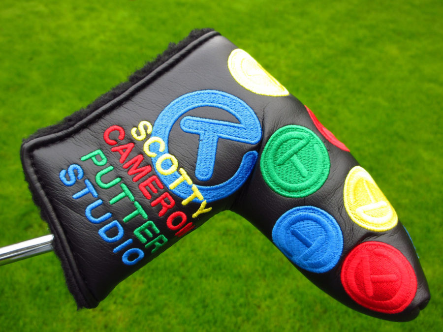 scotty cameron tour only black dancing rainbow patches circle t blade putter headcover