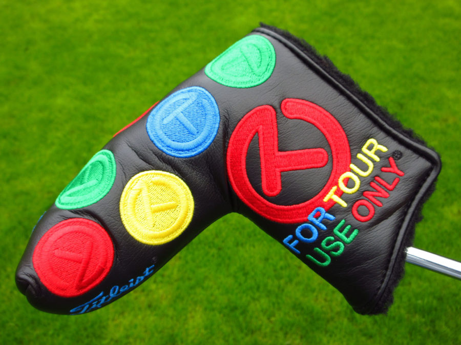 scotty cameron tour only black dancing rainbow patches circle t blade putter headcover