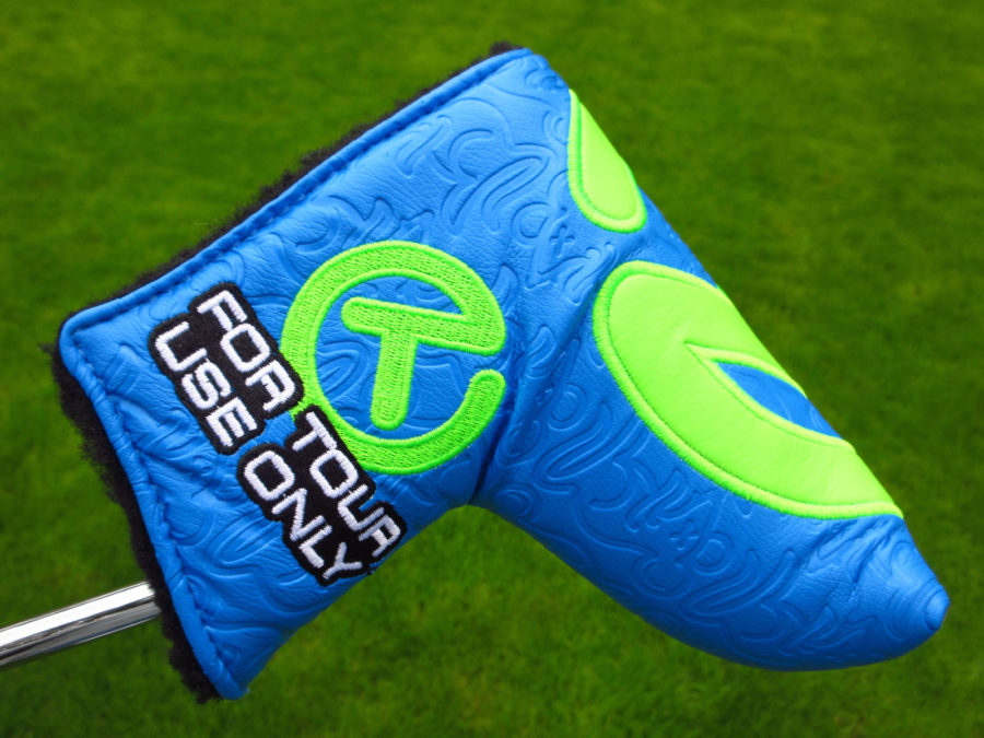 scotty cameron tour only blue and lime green tour rat industrial circle t mid mallet headcover