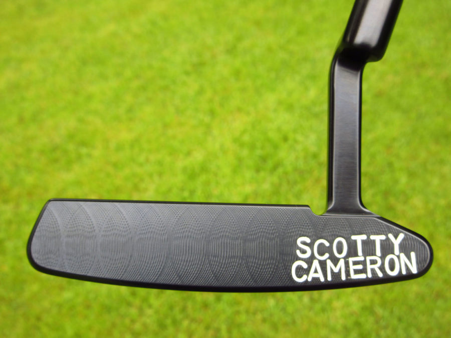 scotty cameron tour only brushed black carbon timeless newport 2 circle t 350g putter with crowned peace sign and cherry bomb golf club