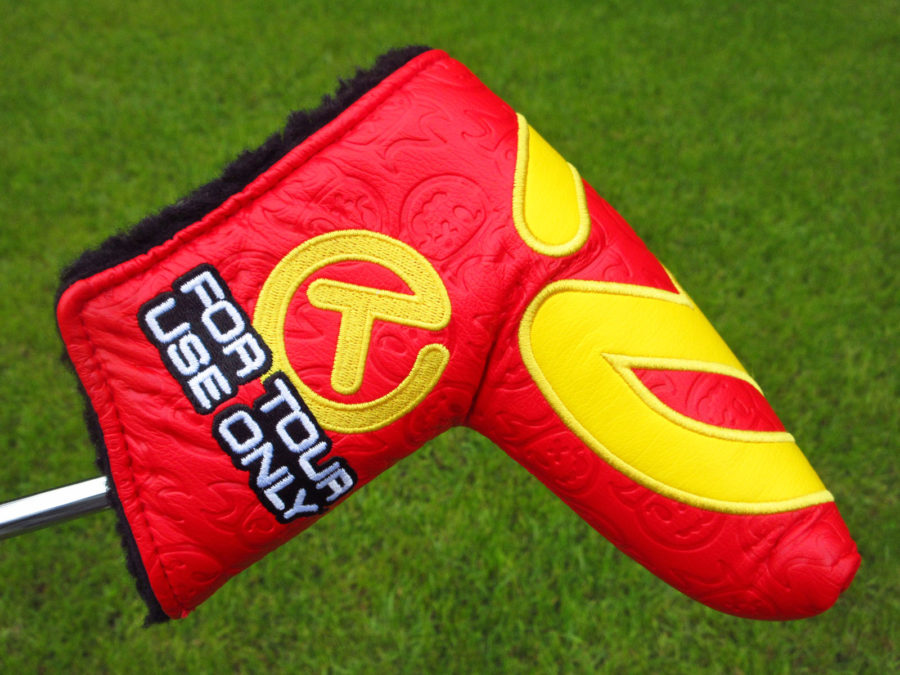 scotty cameron tour only red and yellow hot head harry industrial circle t blade putter headcover
