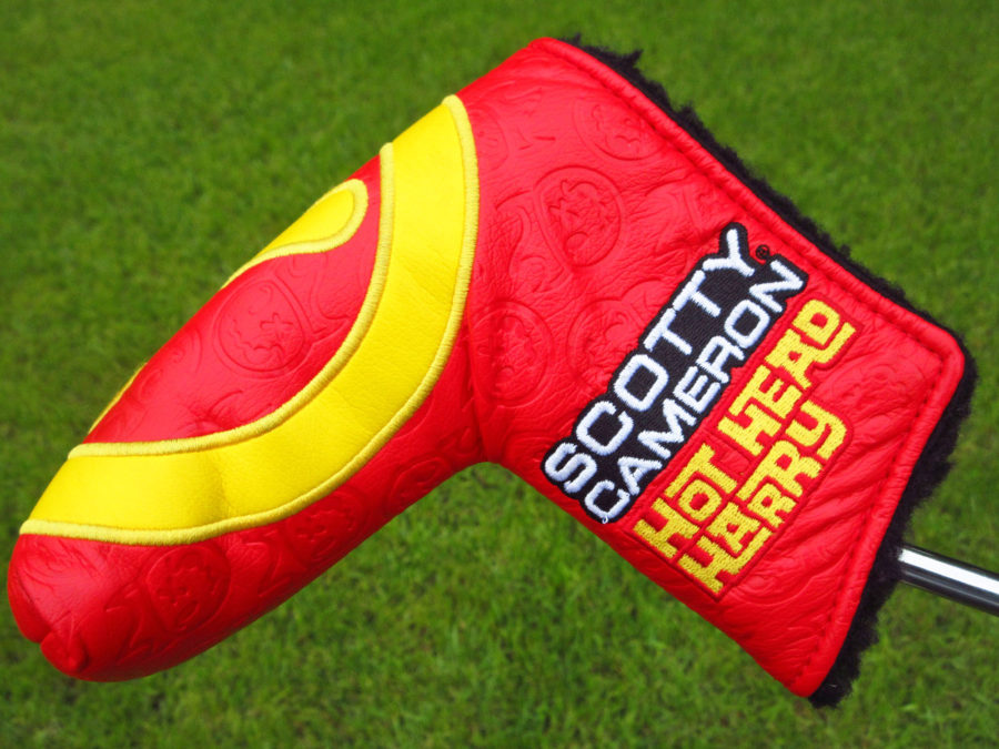 scotty cameron tour only red and yellow hot head harry industrial circle t blade putter headcover