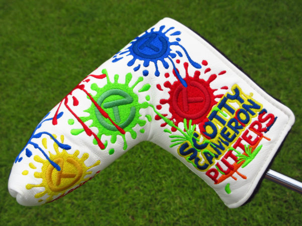 scotty cameron tour only white paint splash circle t blade putter headcover