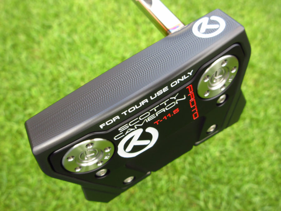 scotty cameron tour only black phantom x t11 circle t with welded polished sss plumber neck dual sight rails and red top line putter golf club