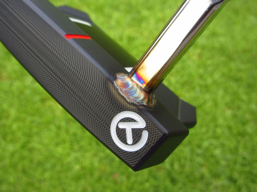 scotty cameron tour only black phantom x t11 circle t with welded polished sss plumber neck dual sight rails and red top line putter golf club