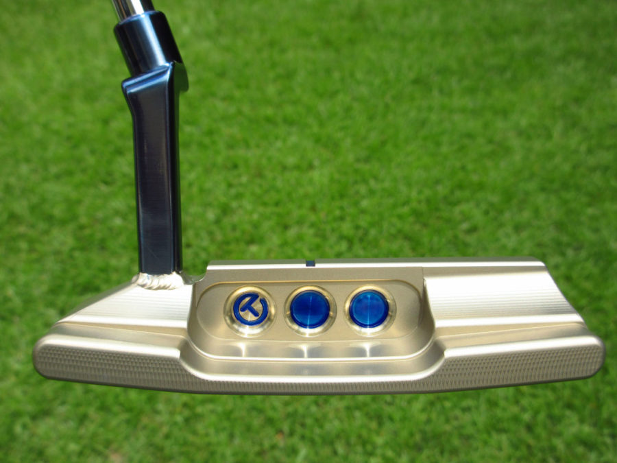 scotty cameron tour only two tone chromatic bronze and chromatic blue tour rat 2 tourtype circle t putter with welded plumber neck golf club