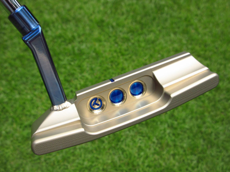 scotty cameron tour only two tone chromatic bronze and chromatic blue tour rat 2 tourtype circle t putter with welded plumber neck golf club