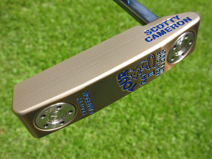 scotty cameron tour only two tone chromatic bronze and chromatic blue tour rat 2 tourtype circle t putter with welded plumber neck golf club