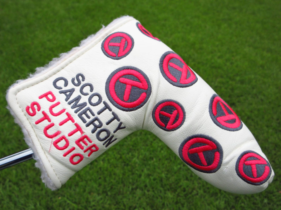 scotty cameron for tour use only white and pink dancing circle t patches blade headcover