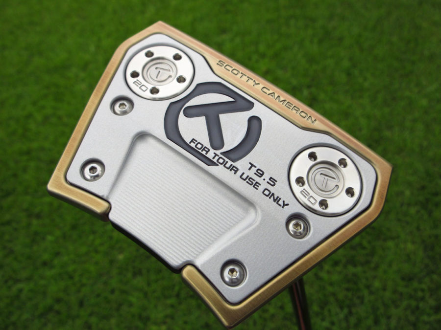 scotty cameron tour only chromatic bronze phantom x t9 circle t putter with welded centershaft spud neck and black circle t shaft golf club