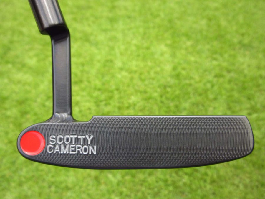 scotty cameron tour only lh brushed black carbon deep milled 009 circle t 350g prototype putter with welded plumber neck and tiger woods style stamps golf club