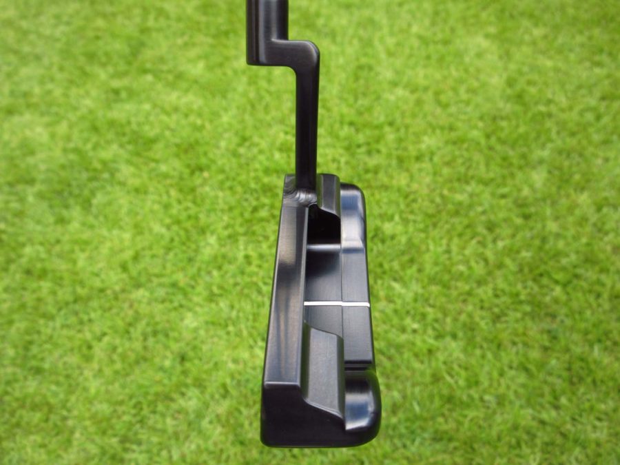 scotty cameron tour only lh brushed black carbon deep milled 009 circle t 350g prototype putter with welded plumber neck and tiger woods style stamps golf club