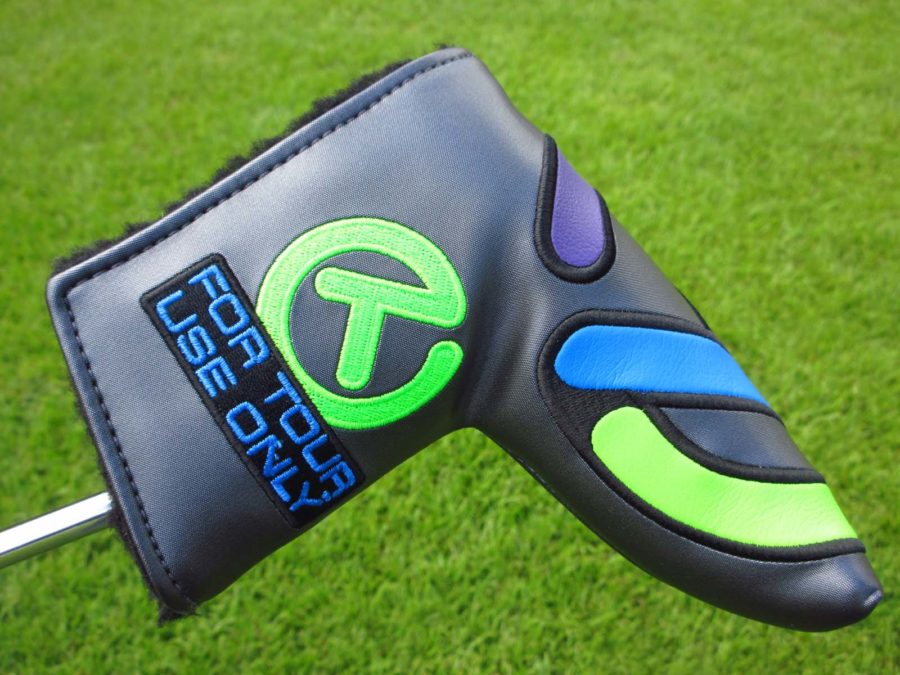 scotty cameron tour only 2024 stick figure lime green blue and purple industrial circle t blade putter headcover