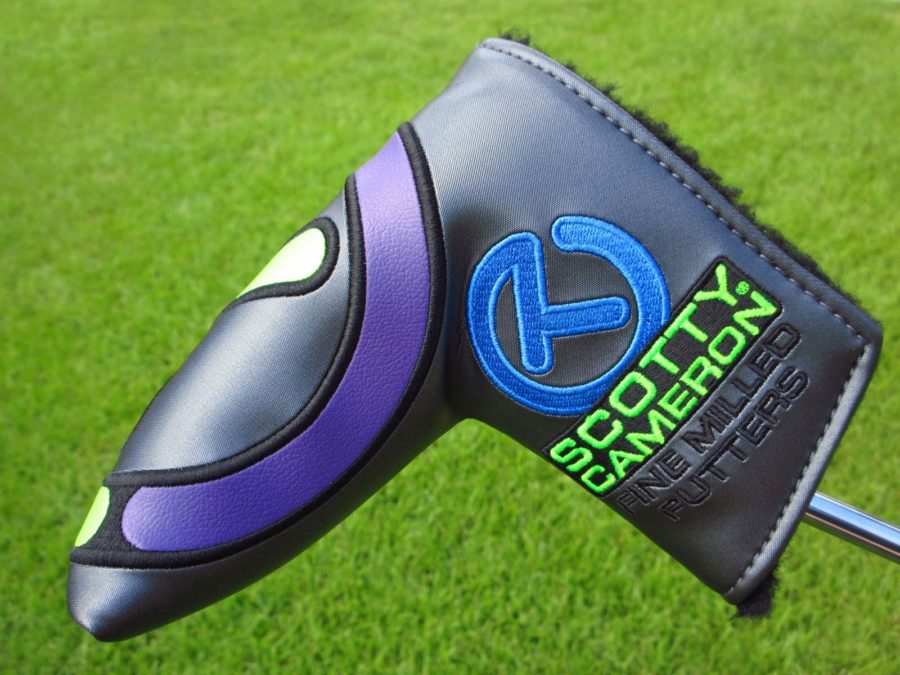 scotty cameron tour only 2024 stick figure lime green blue and purple industrial circle t blade putter headcover