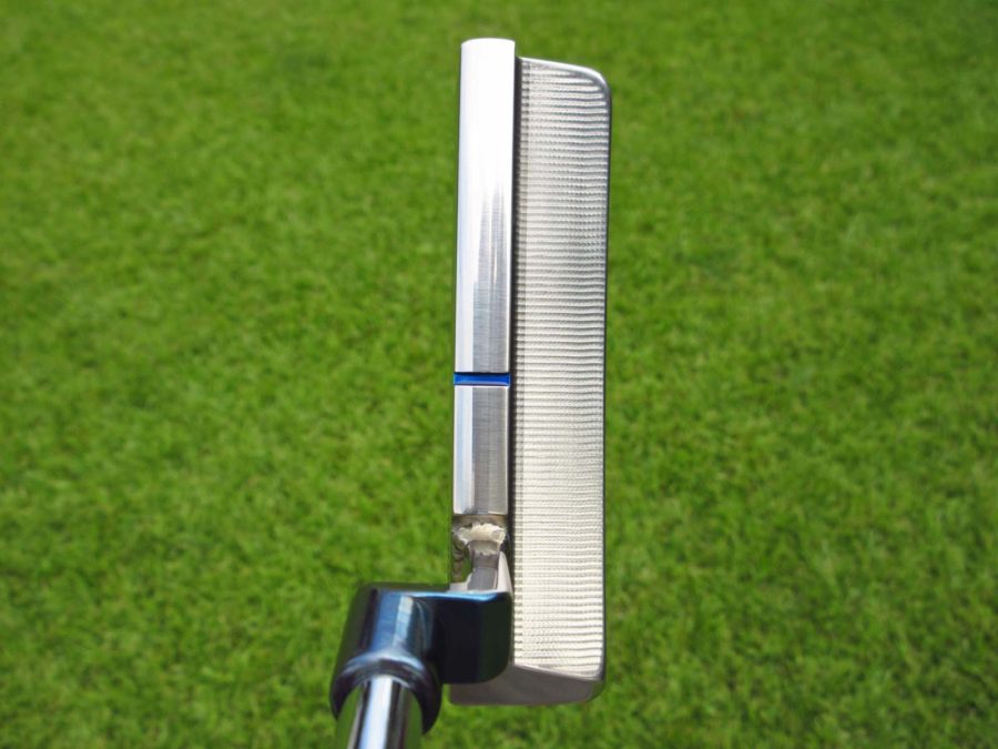 scotty cameron tour only two tone polished sss and chromatic blue craftsman squareback prototype circle t 350g bullet sole putter with welded plumber neck hideki matsuyama design