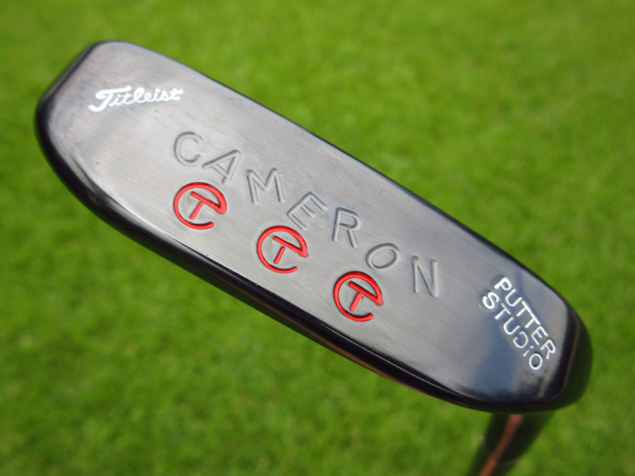 scotty cameron tour only brushed black carbon napa putter studio handstamped circle t 350g putter golf club with top line and leather wrap grip