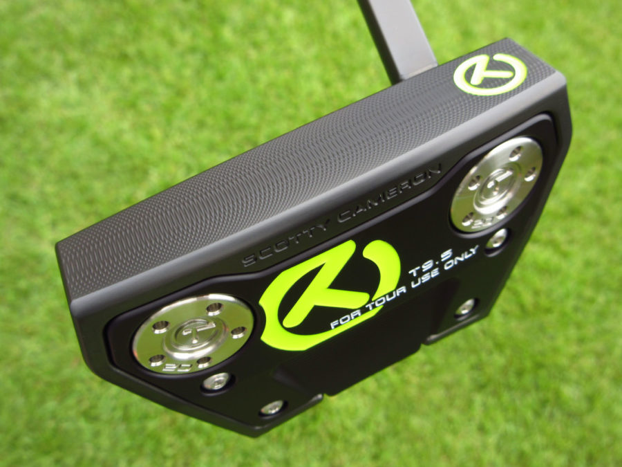 scotty cameron tour only black sss phantom x t9.5 circle t flojet neck putter lime green baller boy golf club