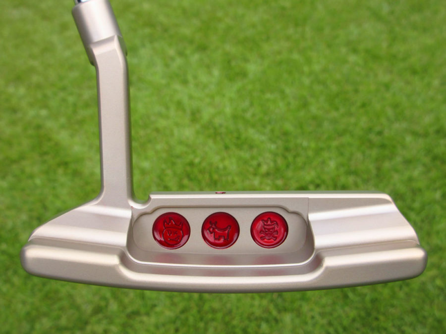 scotty cameron tour only chromatic bronze sss timeless newport 2 circle t 350g putter with tour jester stamped bombs and tiger woods style sight dot golf club