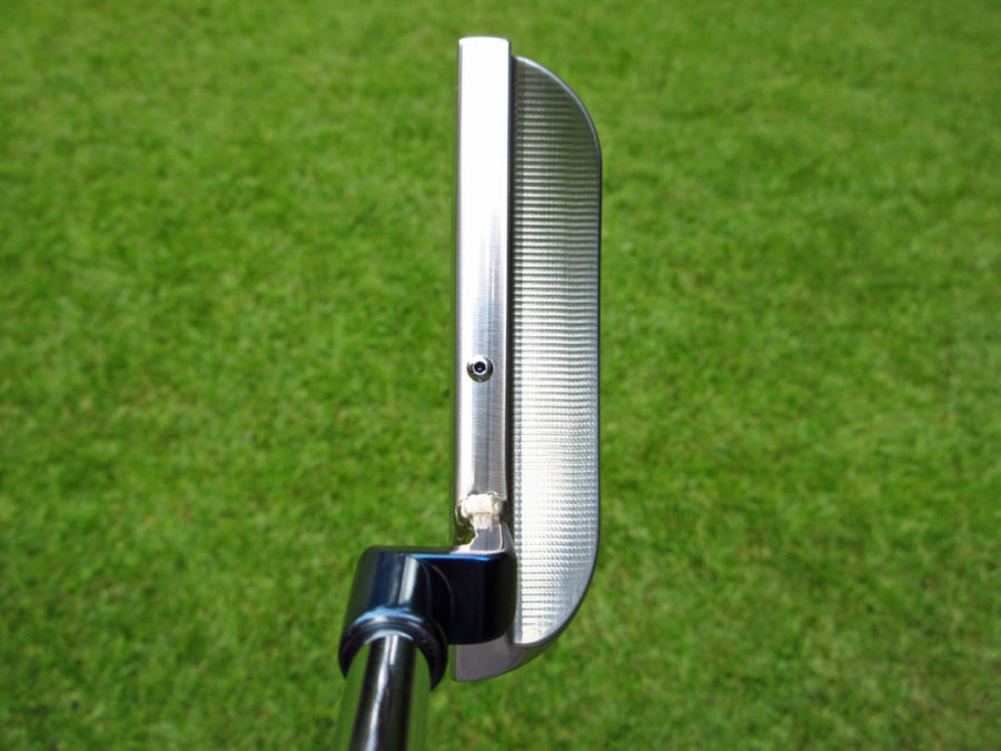 scotty cameron tour only two tone chromatic blue and polished sss craftsman bullet bottom sole circle t 340g putter with machine screw sight dot and welded plumber neck golf club