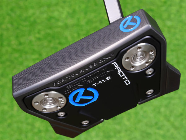 scotty cameron tour only black sss phantom x t11.5 circle t jet neck putter golf club with top line and royal blue paint