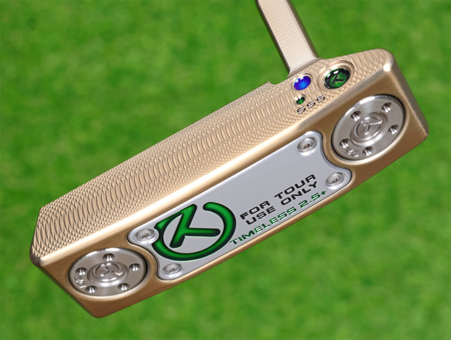 scotty cameron tour only chromatic bronze deep milled sss timeless 2.5 plus tourtype circle t 360g putter with black circle t shaft and sight dot golf club