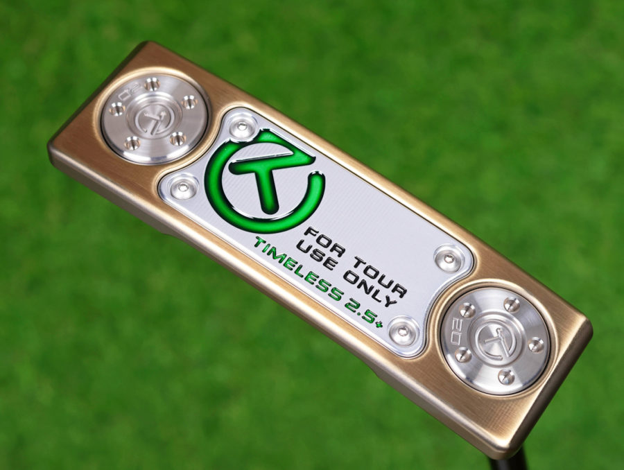 scotty cameron tour only chromatic bronze deep milled sss timeless 2.5 plus tourtype circle t 360g putter with black circle t shaft and sight dot golf club