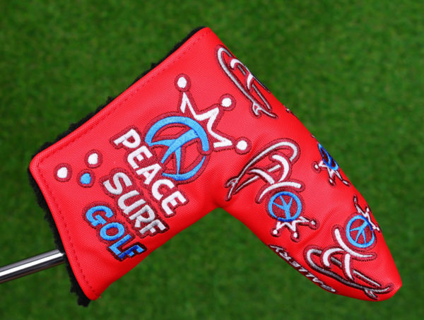 scotty cameron limited release encinitas gallery peace surf golf red blade putter headcover