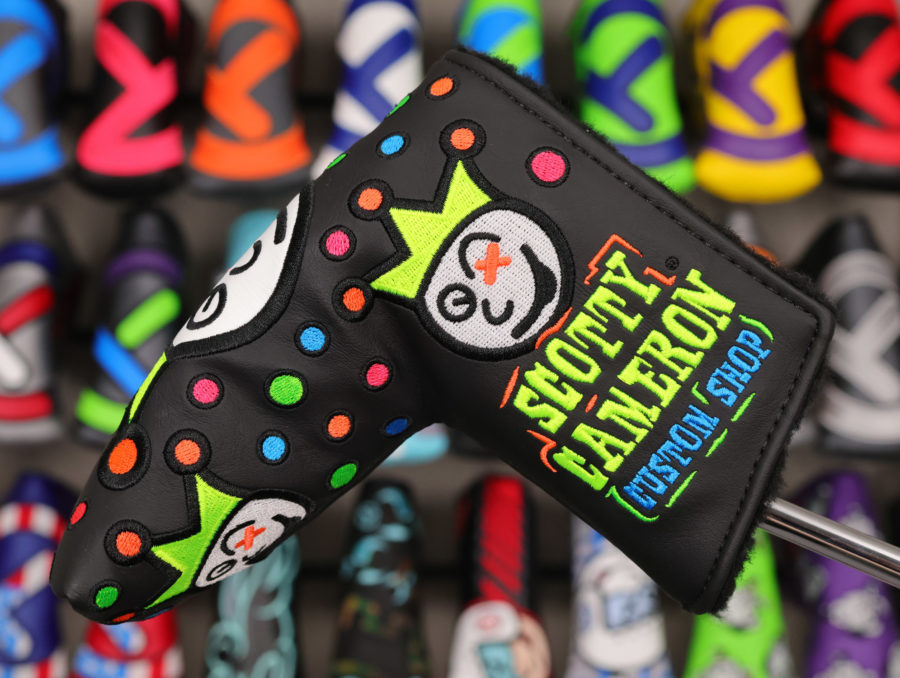 scotty cameron black and neon jackpot johnny bubbles custom shop blade headcover