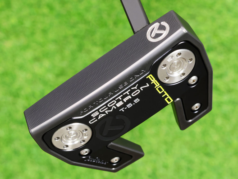 scotty cameron tour only two tone black and silver sss phantom x t5.5 circle t 360g putter with black shaft and welded flojet neck golf club
