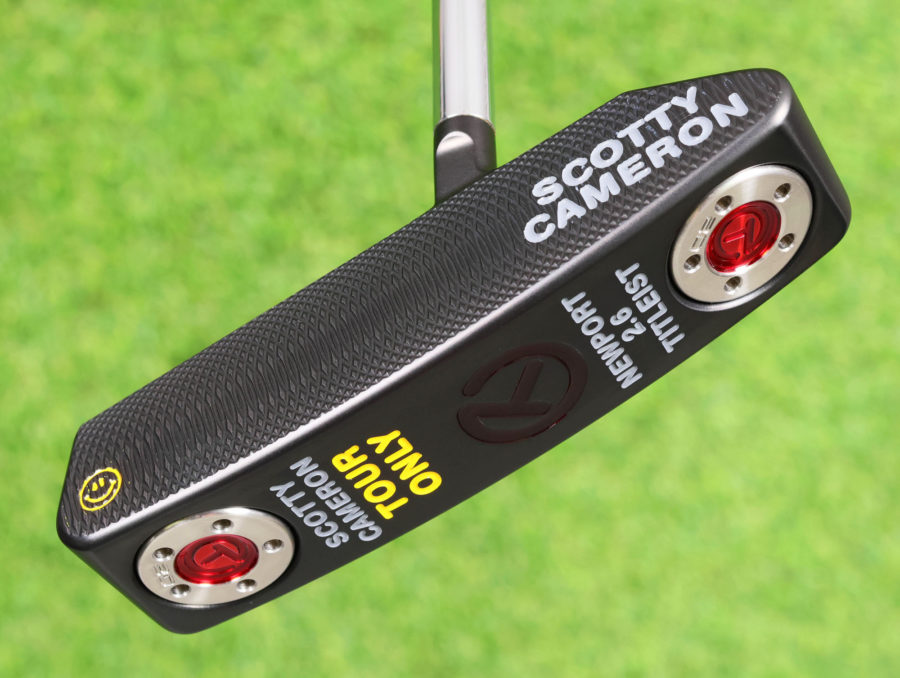 scotty cameron tour only black deep milled sss newport 2.6 select circle t 360g centershaft putter with smiley face stamp golf club