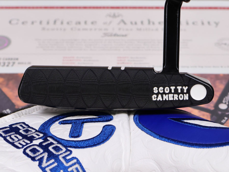 scotty cameron tour only brushed black carbon timeless t2 circle t 350g putter with dual top lines and singled milled cherry bombs golf club