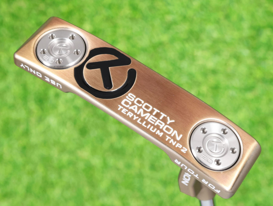 scotty cameron tour only chromatic bronze t22 newport 2 teryllium circle t 360g putter with top line and black elastomer inlay golf club