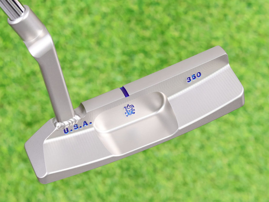 scotty cameron tour only sss craftsman squareback pocketback hand crafted circle t 350g putter with welded plumber neck and blue stitchback grip golf club