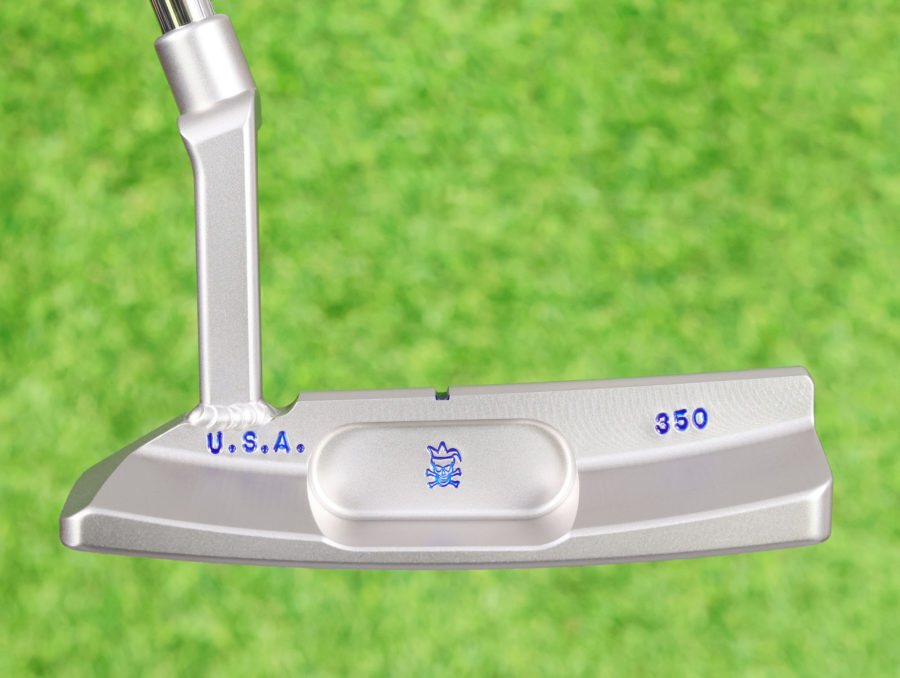 scotty cameron tour only sss craftsman squareback pocketback hand crafted circle t 350g putter with welded plumber neck and blue stitchback grip golf club