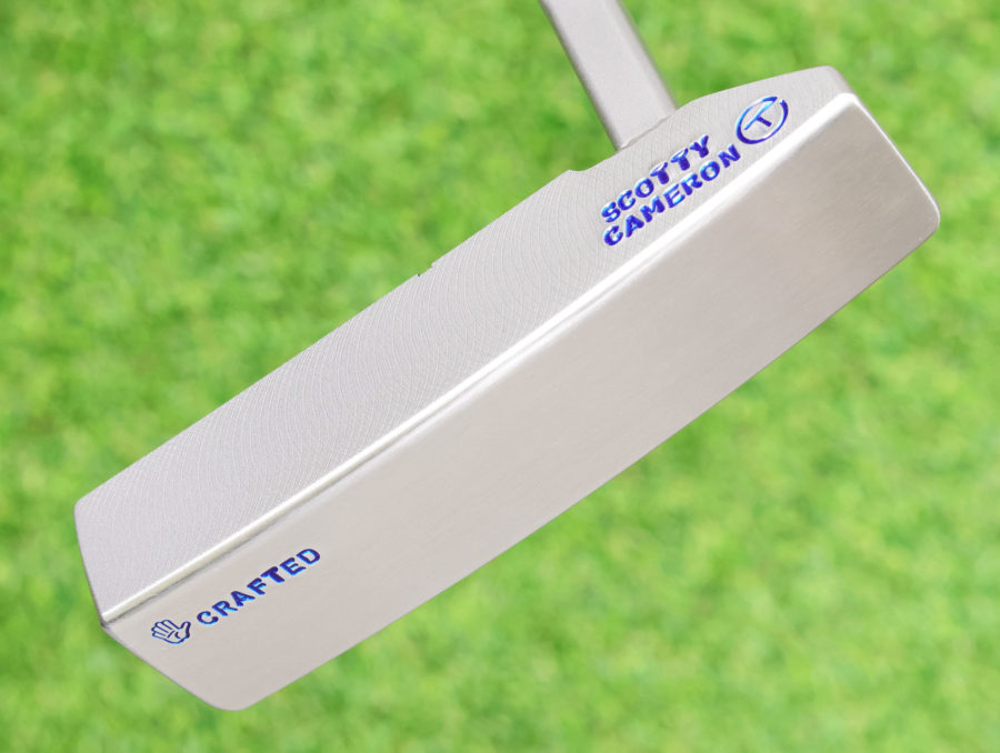 scotty cameron tour only sss craftsman squareback pocketback hand crafted circle t 350g putter with welded plumber neck and blue stitchback grip golf club