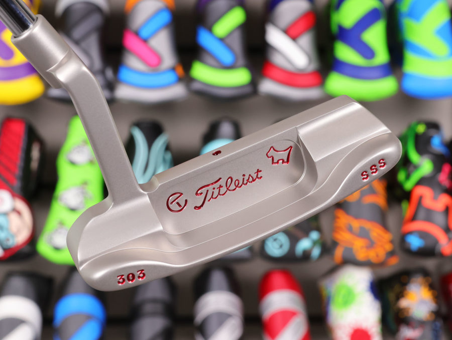 scotty cameron tour only sss handstamped newport circle t 330g putter with script titleist and scotty dog stamps and sight dot golf club