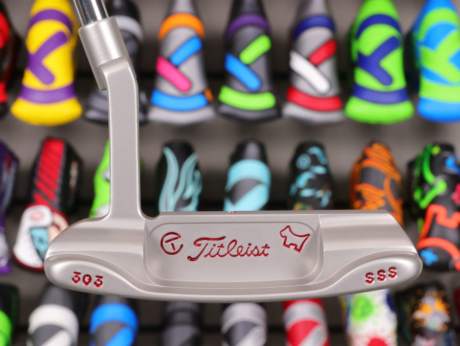 scotty cameron tour only sss handstamped newport circle t 330g putter with script titleist and scotty dog stamps and sight dot golf club