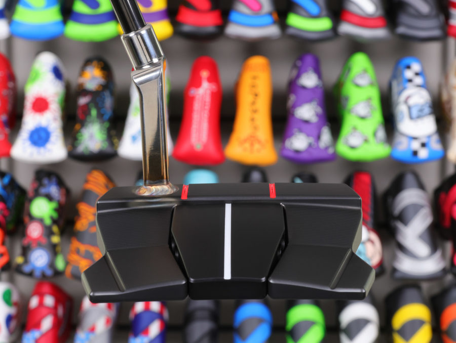 scotty cameron tour only two tone black and sss phantom x t1.5 circle t 360g putter with welded plumber neck and black shaft and dual red top lines golf club