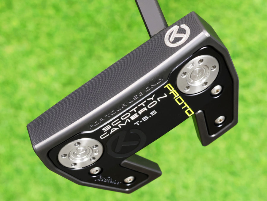 scotty cameron tour only two tone black and silver sss phantom x t5.5 circle t 360g putter with black shaft and welded flojet neck golf club