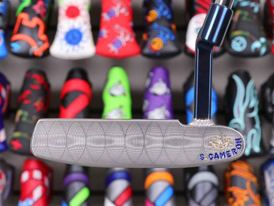 scotty cameron tour only two tone sss body masterful 009m circle t 350g putter with welded chromatic blue plumber neck and encinitas stamping golf club