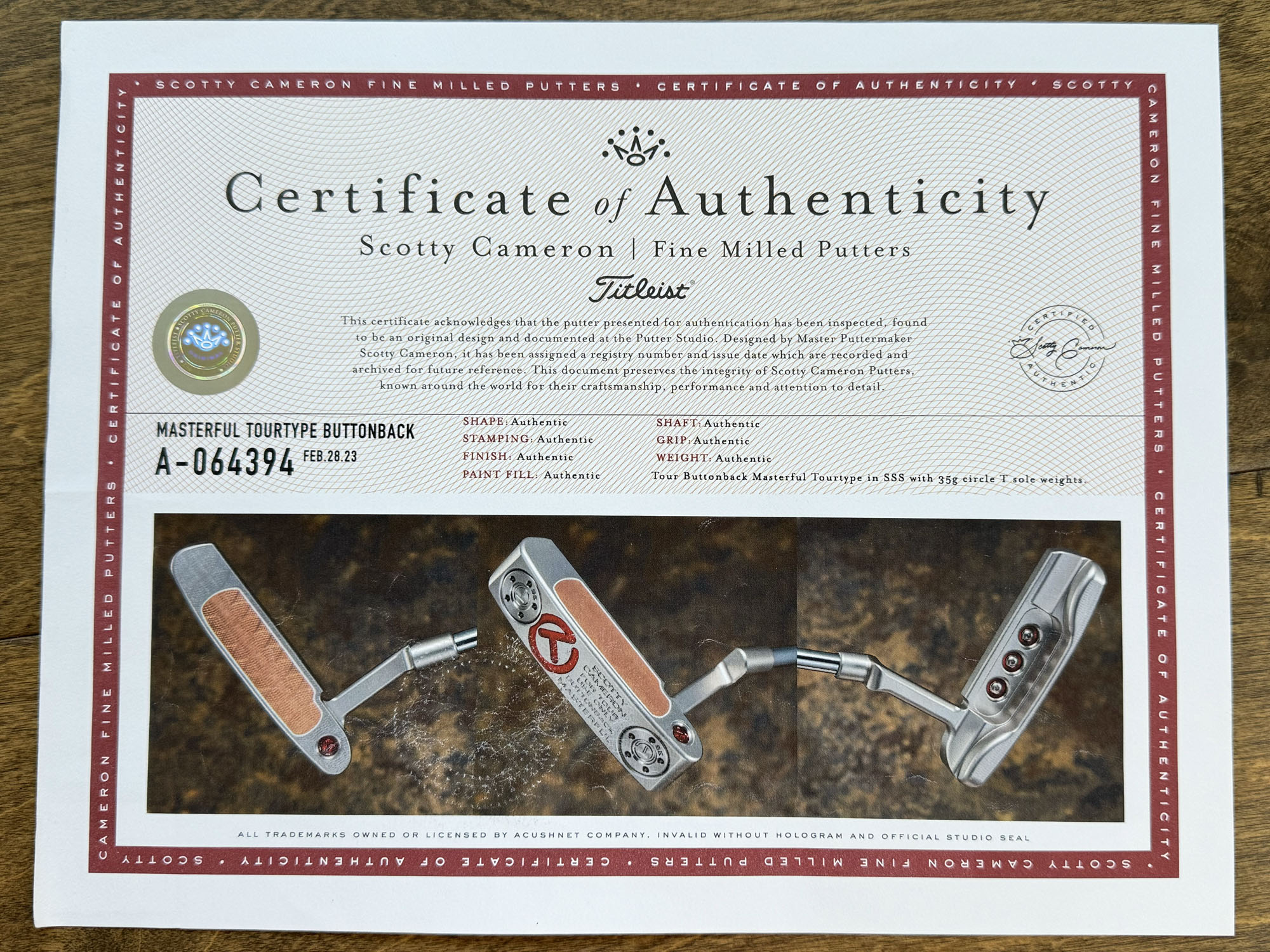 scotty-cameron-certificate-of-authenticity-coa-paperwork-9432 scotty cameron certificate of authenticity coa paperwork