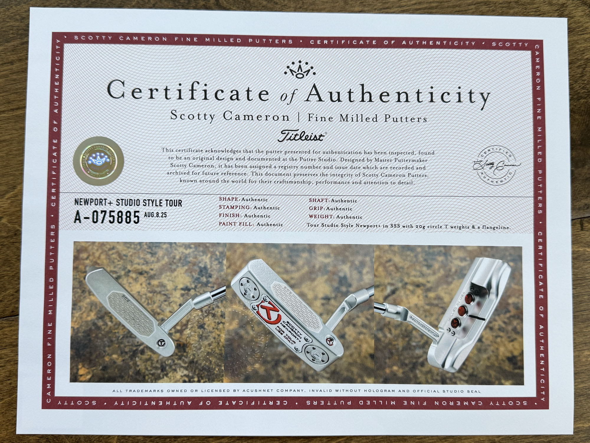 scotty-cameron-certificate-of-authenticity-coa-paperwork-9433 scotty cameron certificate of authenticity coa paperwork