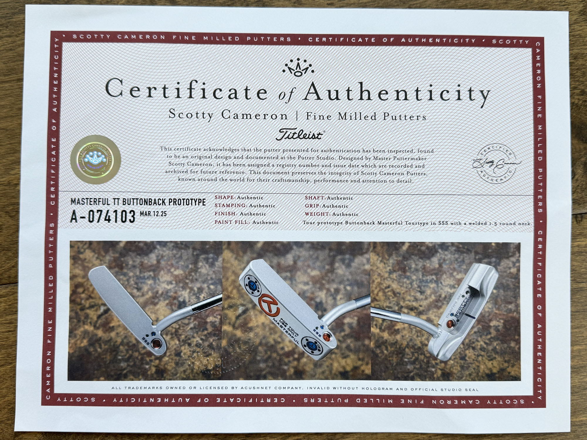 scotty-cameron-certificate-of-authenticity-coa-paperwork-9434 scotty cameron certificate of authenticity coa paperwork