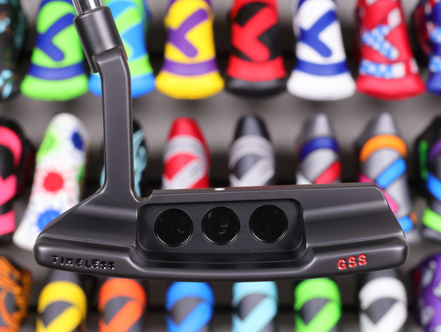 scotty cameron tour only black gss timeless newport 2 circle t 330g putter with triple cherry bombs script titleist stamp and tiger woods style sight dot golf club