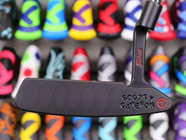 scotty cameron tour only black gss timeless newport 2 circle t 330g putter with triple cherry bombs script titleist stamp and tiger woods style sight dot golf club