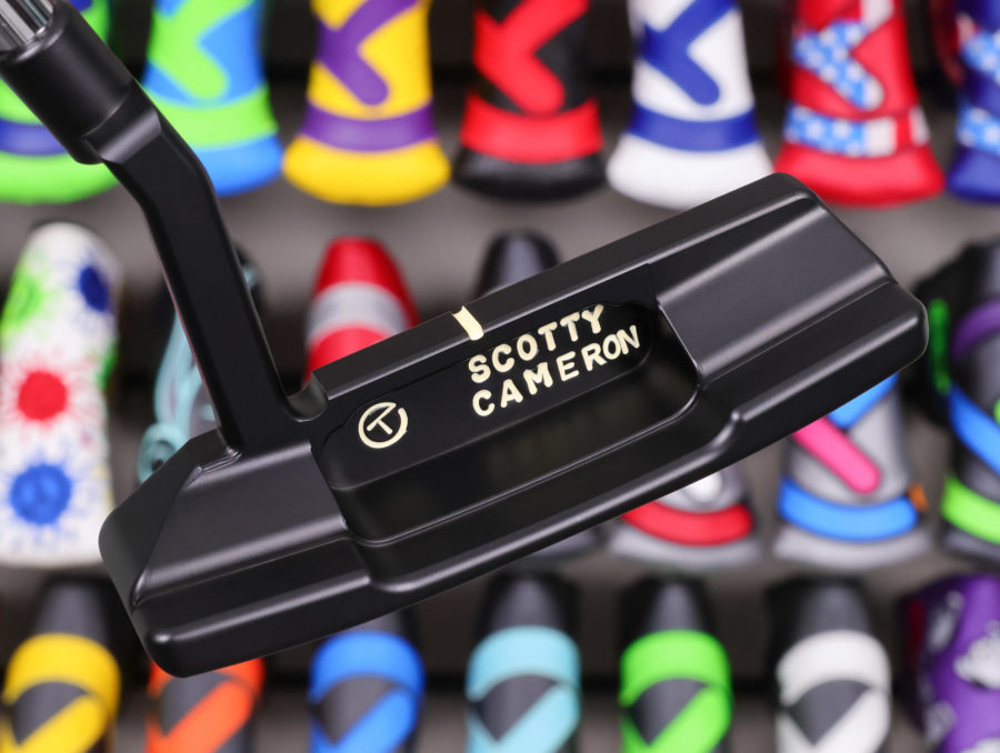 scotty cameron tour only black sss timeless 2 t2 circle t 350g putter with top line and dirty white paint golf club