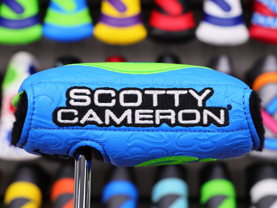 scotty cameron tour only blue and lime green tour rat industrial circle t mid round headcover